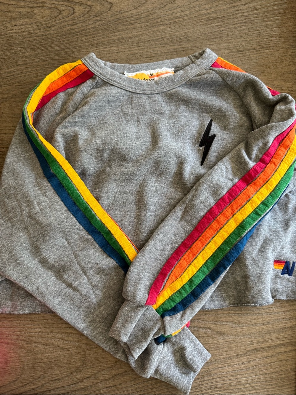 Aviator Nation Gray Cropped Sweatshirt Sz M